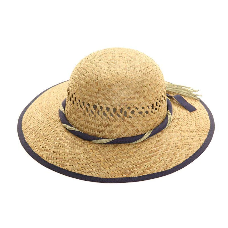 Hazy Blue STRAW WITH RIBBON BAND Womens Hat - Image 3