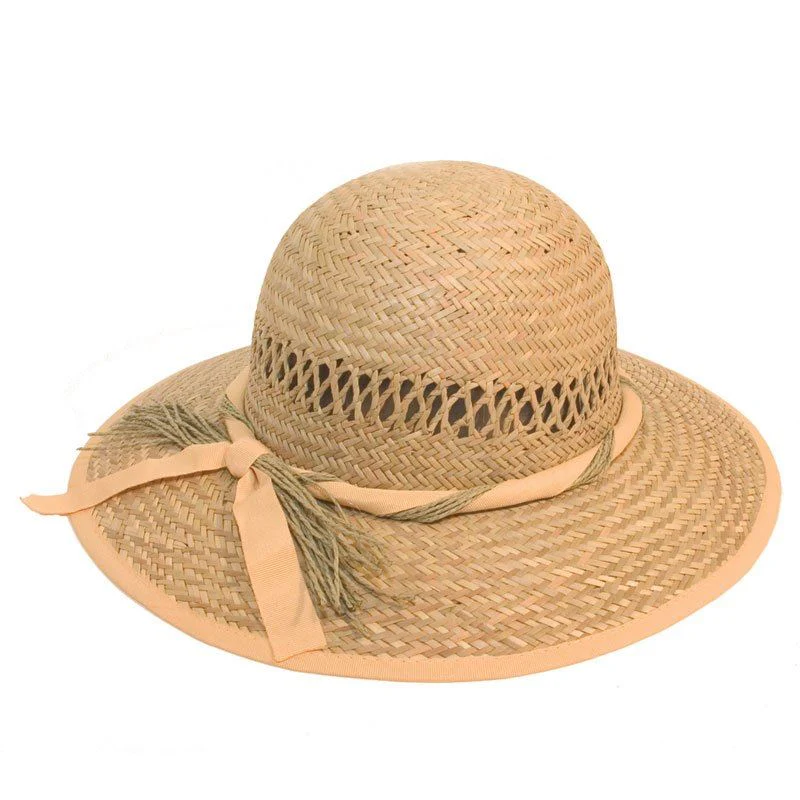 Hazy Blue STRAW WITH RIBBON BAND Womens Hat - Image 4