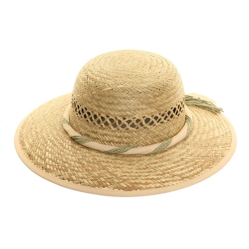 Hazy Blue STRAW WITH RIBBON BAND Womens Hat - Image 5
