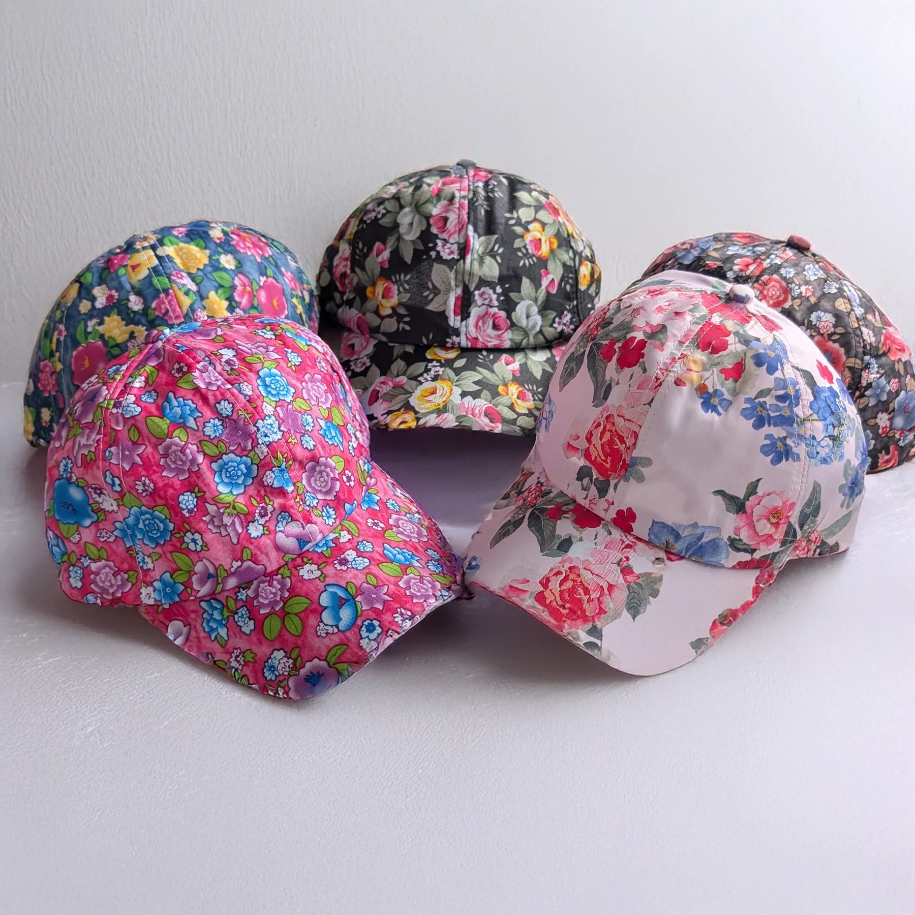 Hazy Blue Summer Breeze Floral Cap - Adjustable Velcro Back