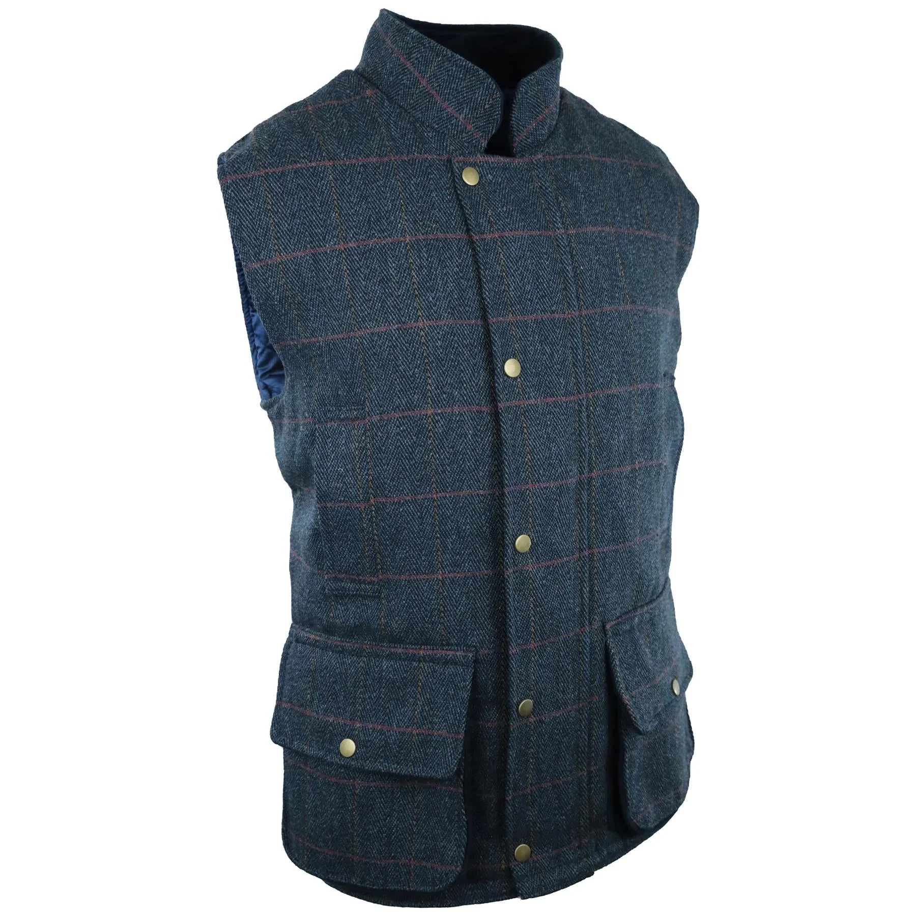 Hazy Blue Tweed Mens Bodywarmer Waistcoat - Image 12