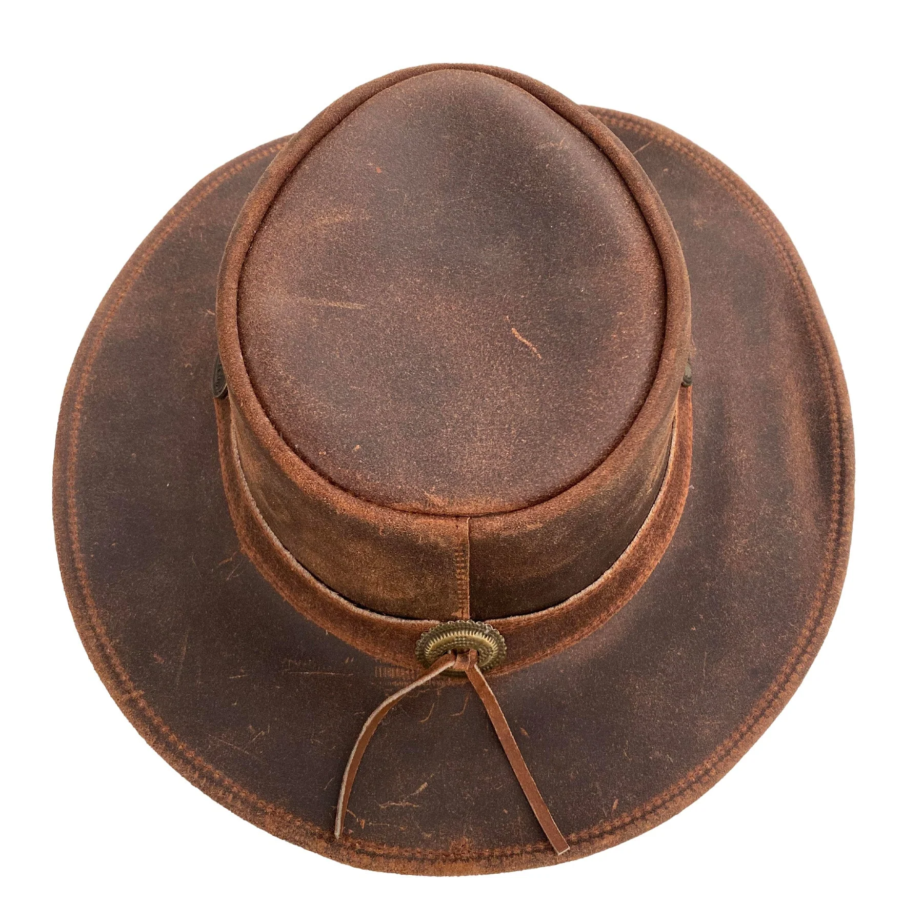 Hazy Blue Unisex Cowboy Distressed Leather Hat - Albany - Image 4