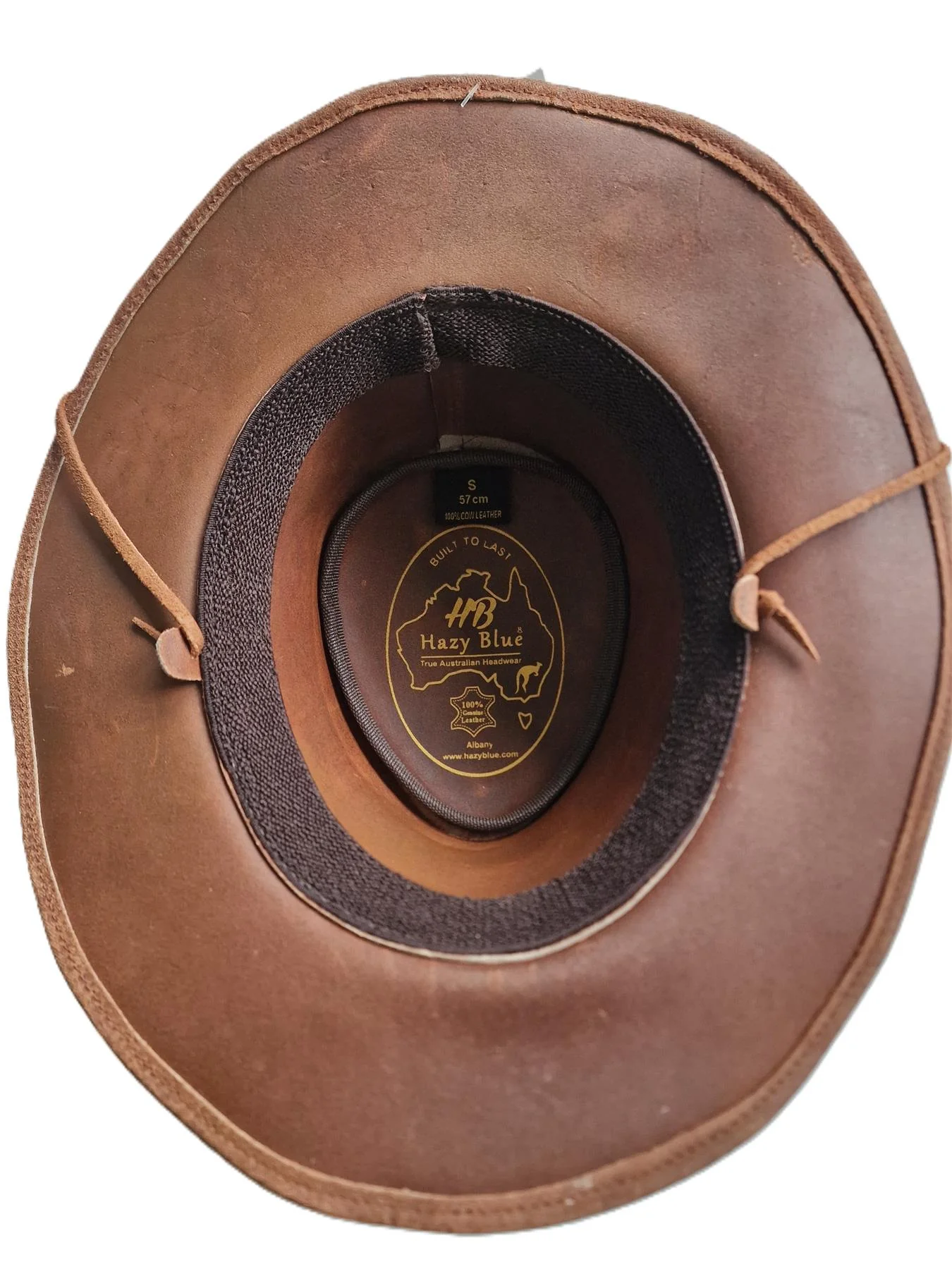 Hazy Blue Unisex Cowboy Distressed Leather Hat - Albany - Image 6