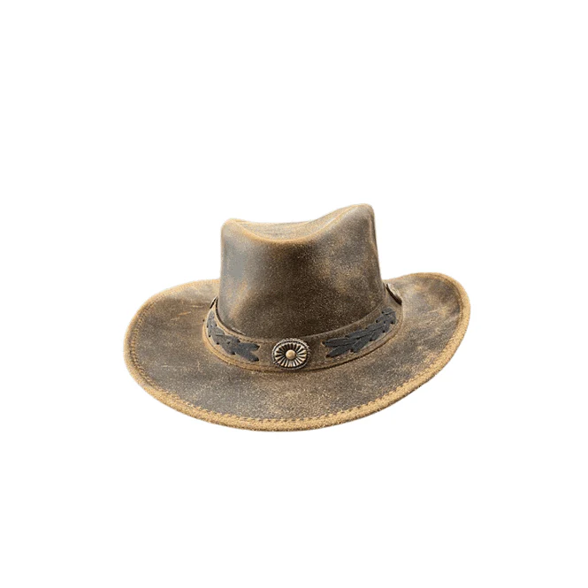 Hazy Blue Unisex Cowboy Distressed Leather Hat - Detroit - Image 3