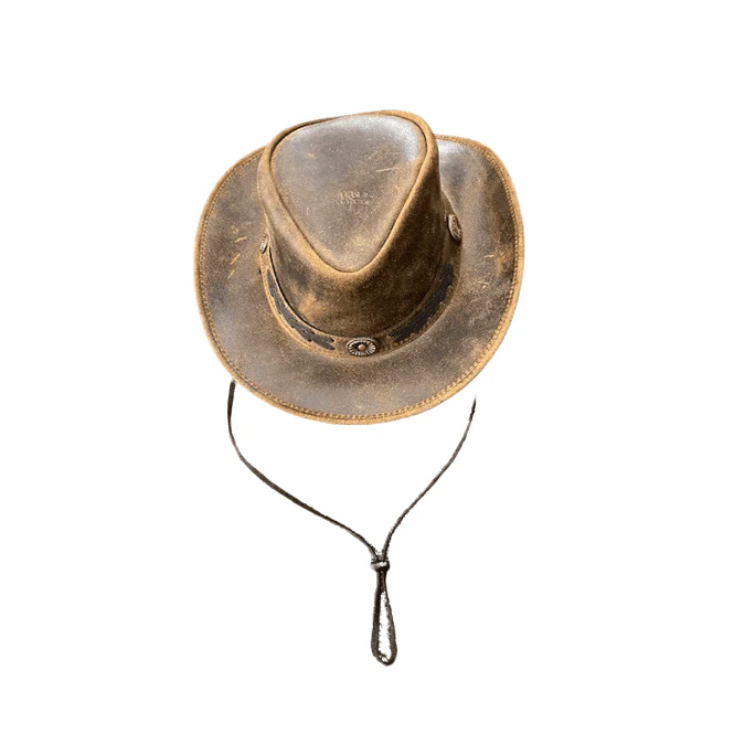 Hazy Blue Unisex Cowboy Distressed Leather Hat - Detroit - Image 4