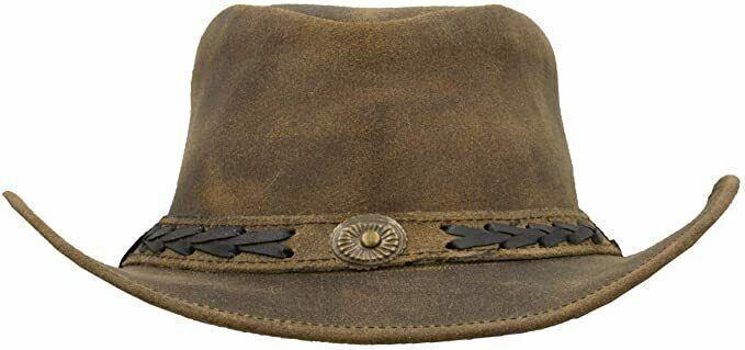 Hazy Blue Unisex Cowboy Distressed Leather Hat - Detroit - Image 7