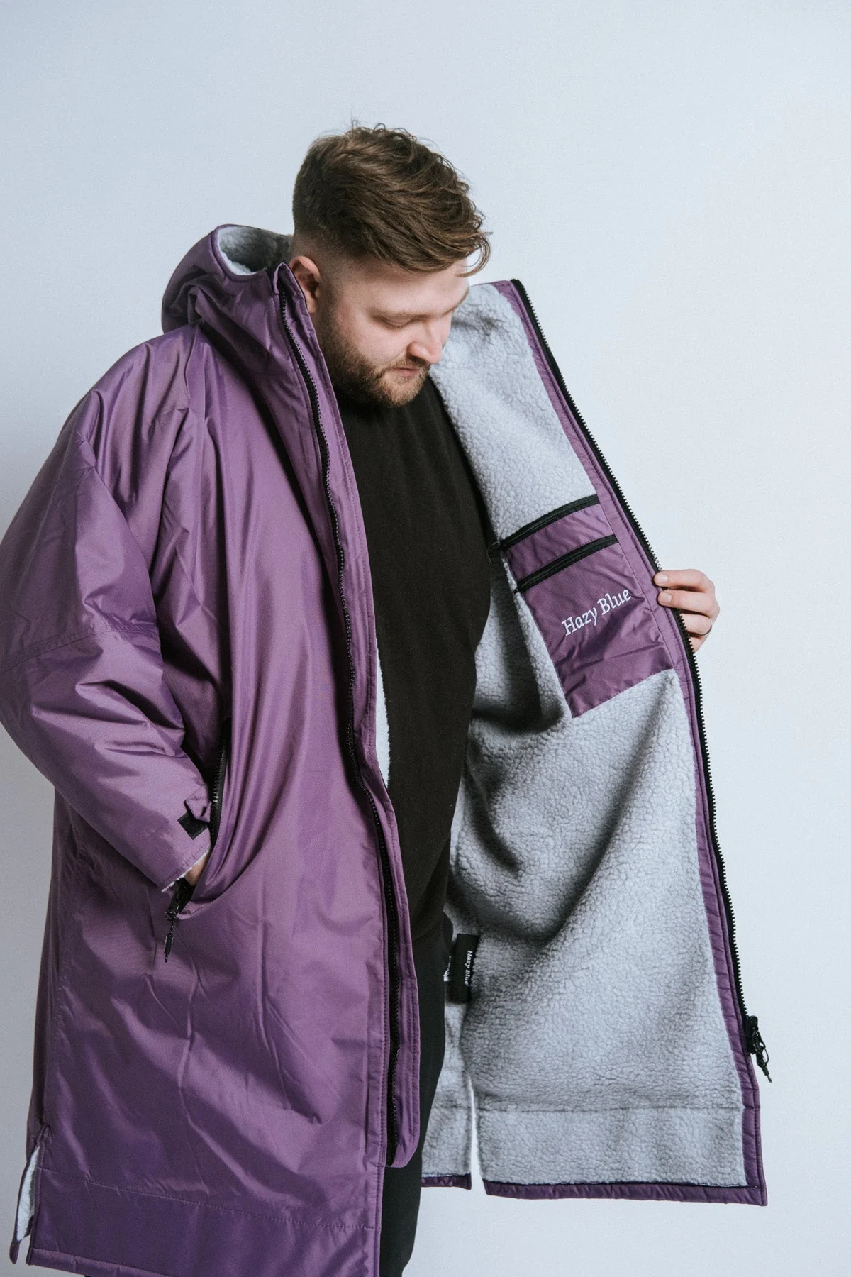 Hazy Blue Waterproof Adults All Weather Changing Robe - Newquay - Image 13