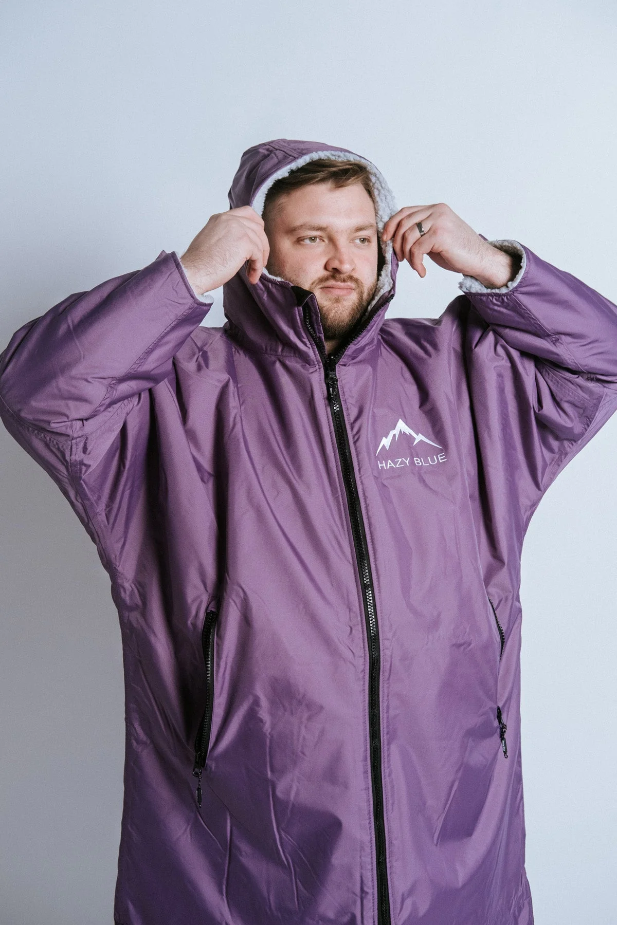Hazy Blue Waterproof Adults All Weather Changing Robe - Newquay - Image 15
