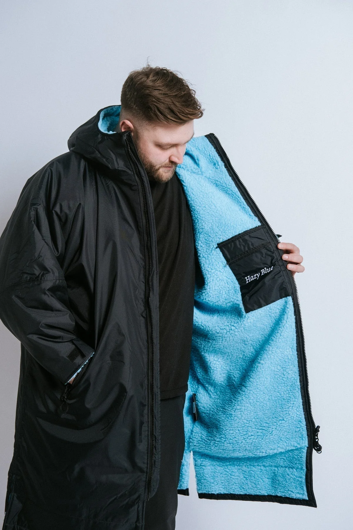 Hazy Blue Waterproof Adults All Weather Changing Robe - Newquay - Image 2