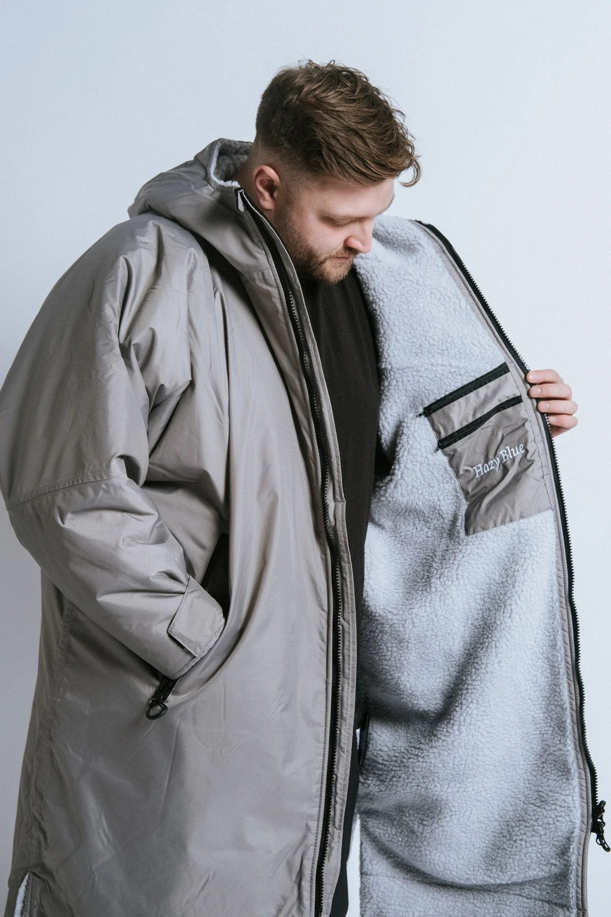 Hazy Blue Waterproof Adults All Weather Changing Robe - Newquay - Image 33
