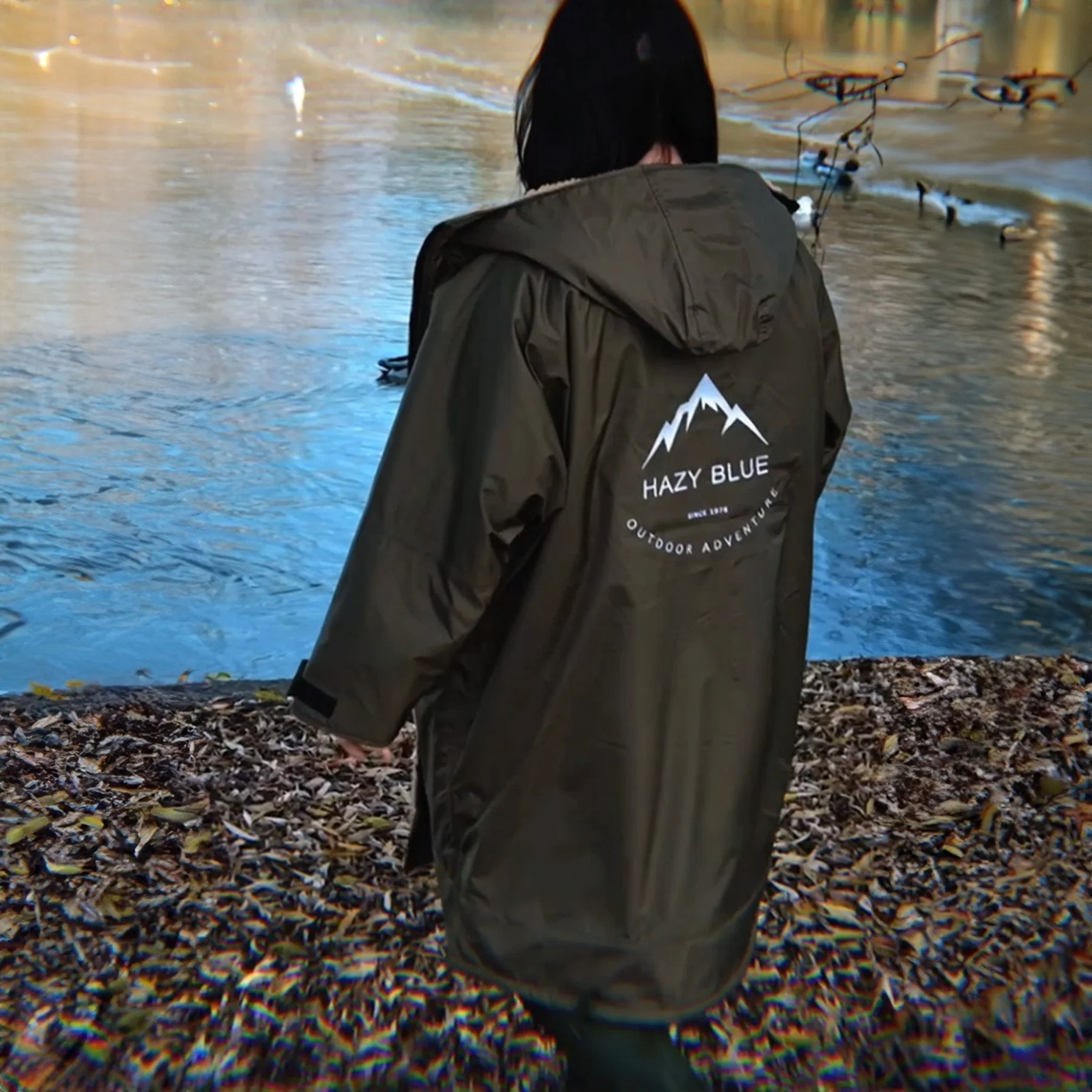 Hazy Blue Waterproof Adults All Weather Changing Robe - Newquay - Image 49
