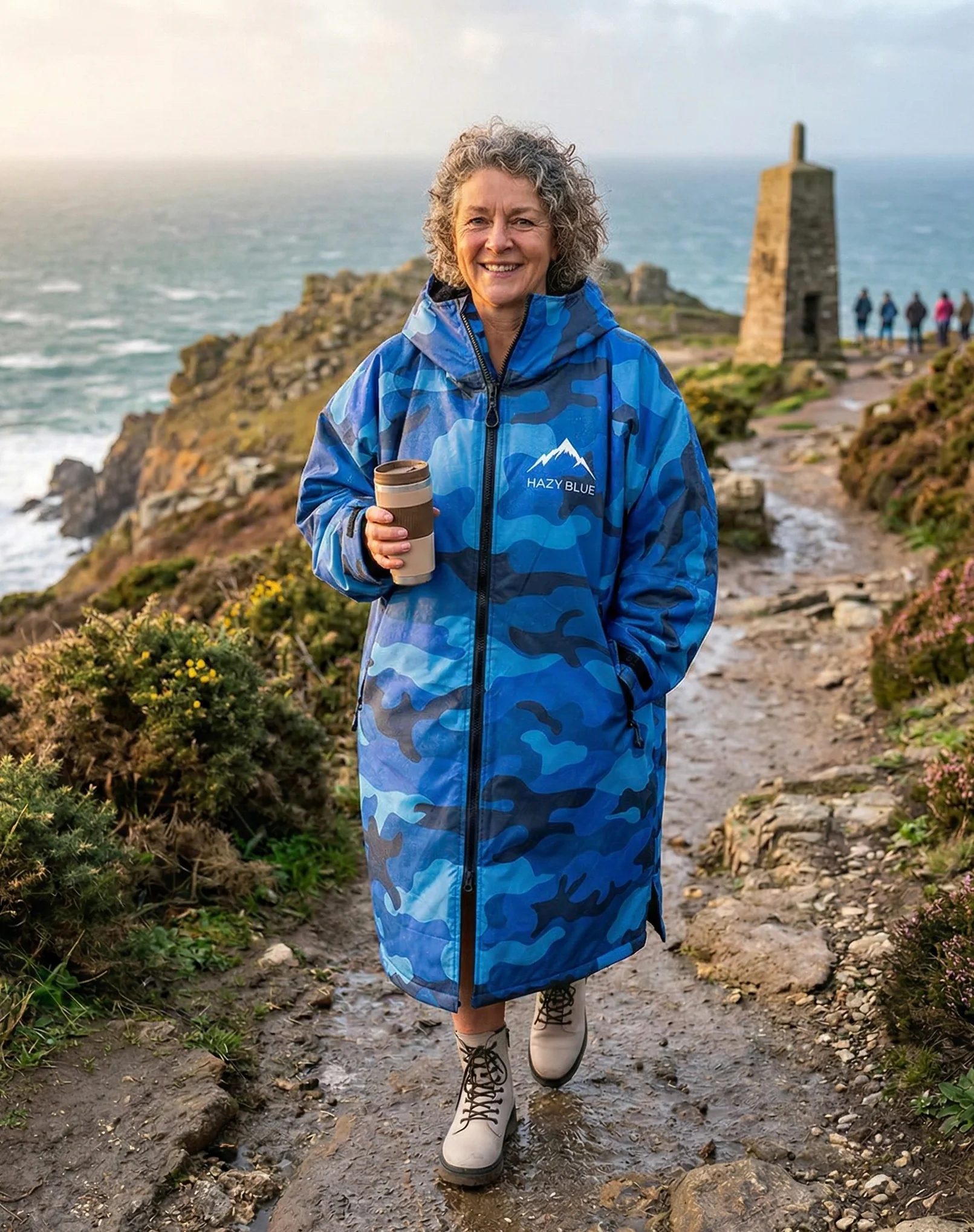 Hazy Blue Waterproof Adults All Weather Changing Robe - Newquay - Image 66