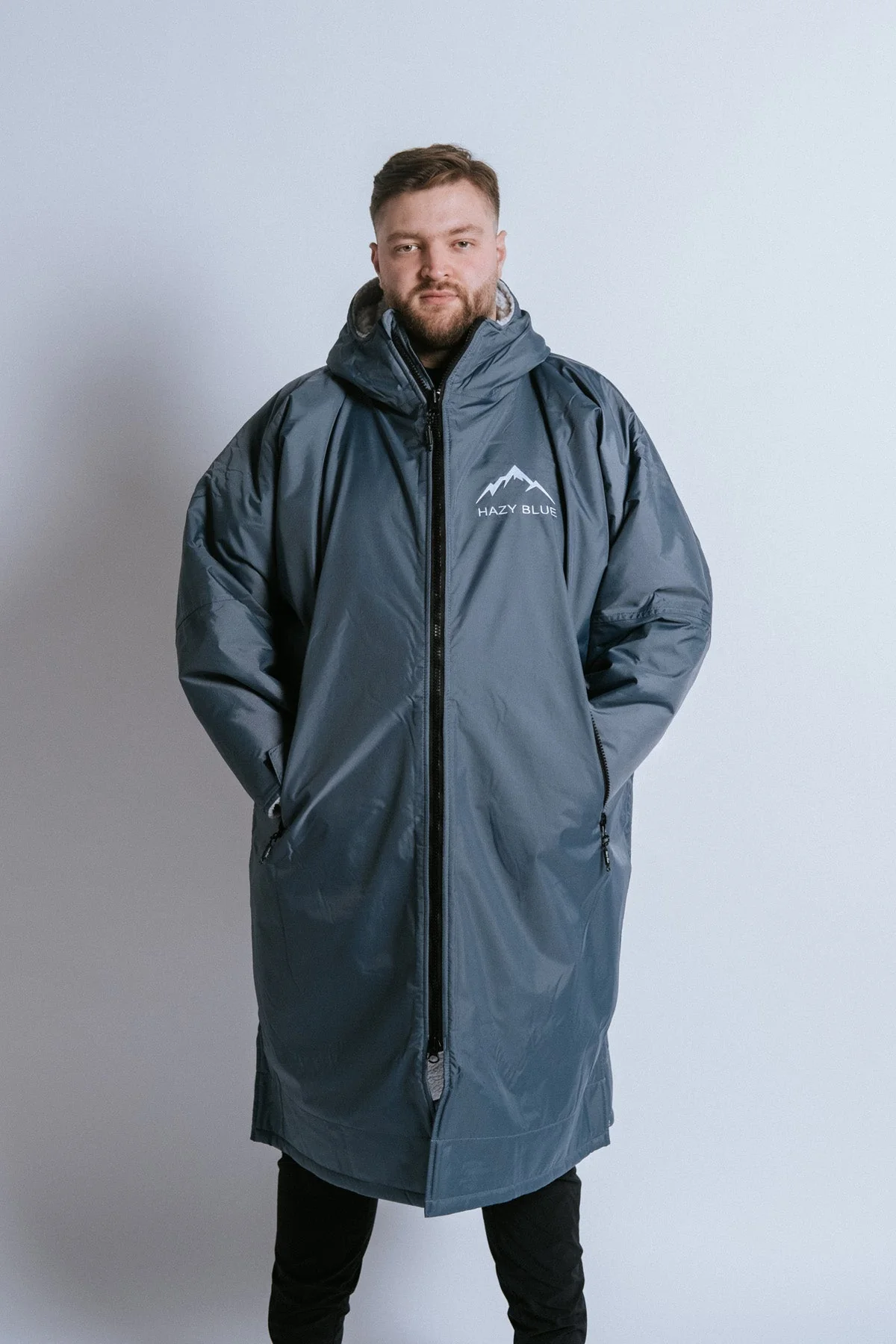 Hazy Blue Waterproof Adults All Weather Changing Robe - Newquay - Image 7