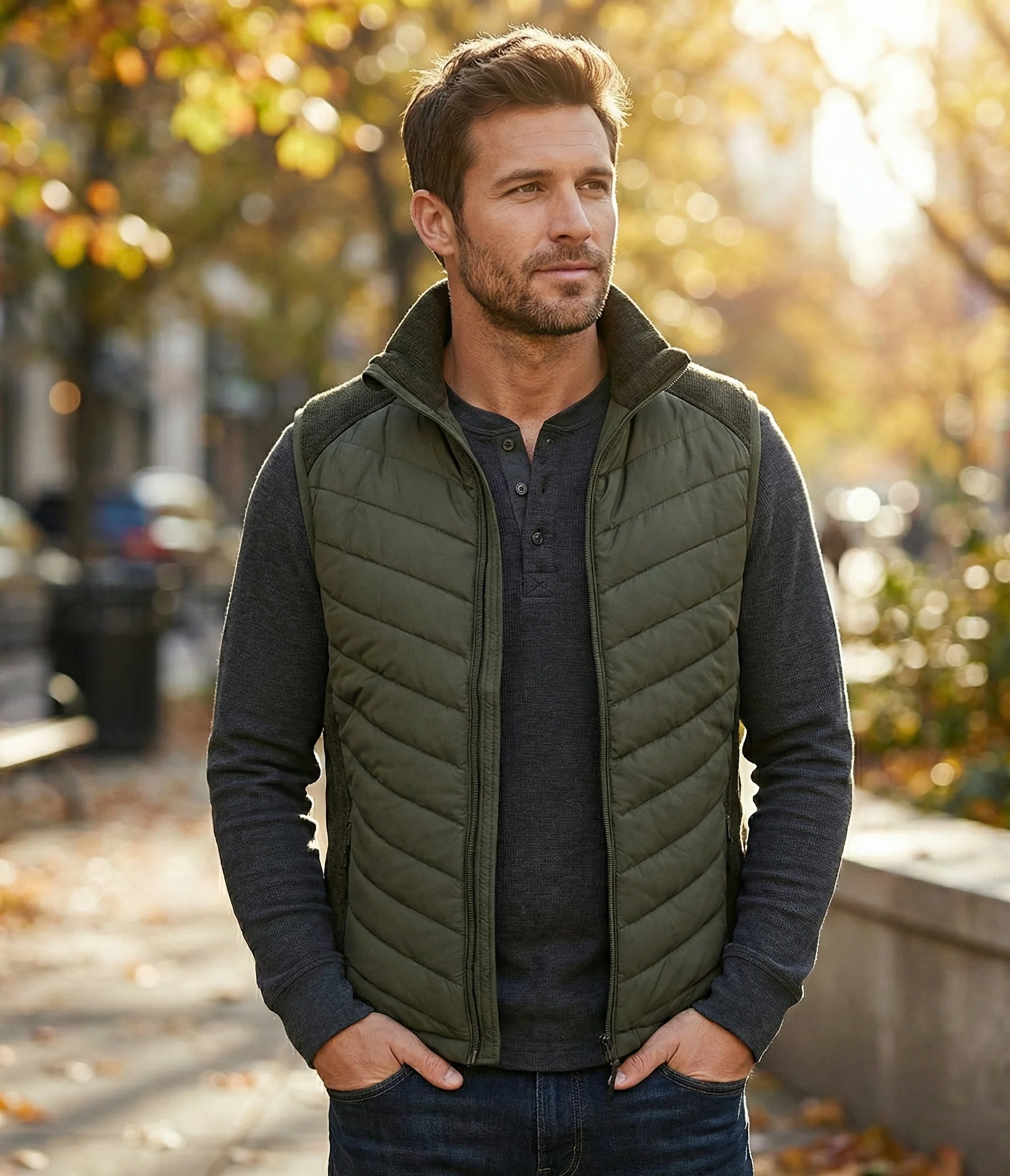 Hazy Blue Windermere Quilted Gilet with Fleece Collar - Image 8