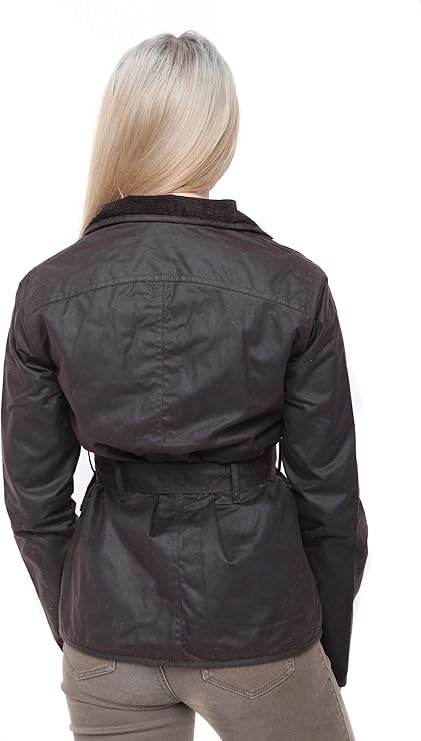 Hazy Blue Womens Belted Wax Waterproof Jacket Elveden Squire - Image 5