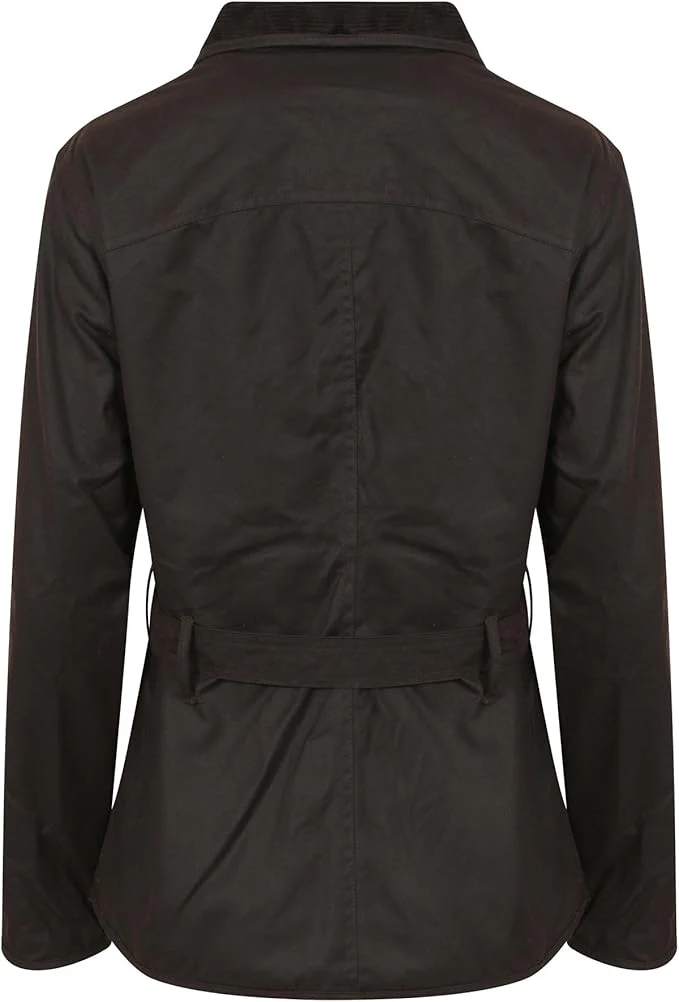 Hazy Blue Womens Belted Wax Waterproof Jacket Elveden Squire - Image 6