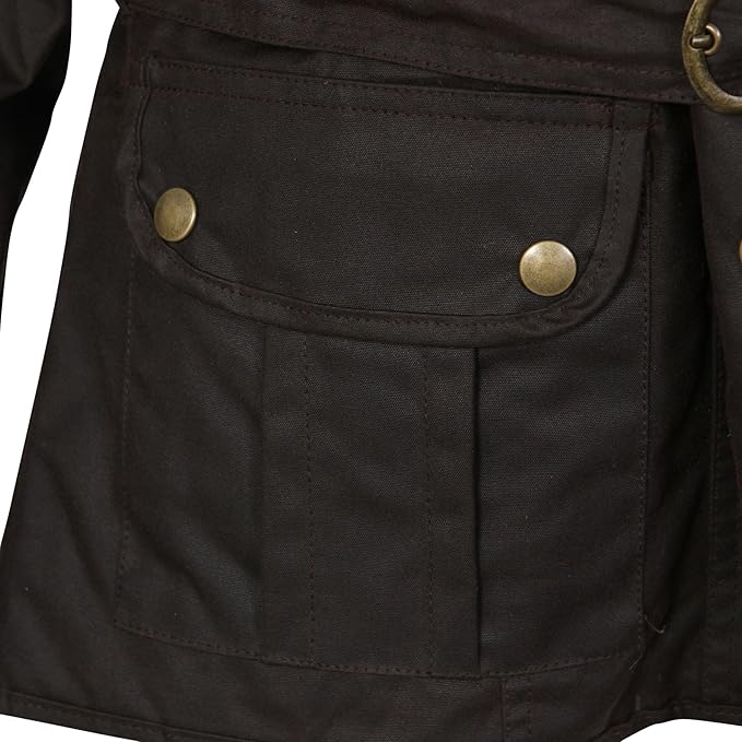 Hazy Blue Womens Belted Wax Waterproof Jacket Elveden Squire - Image 7