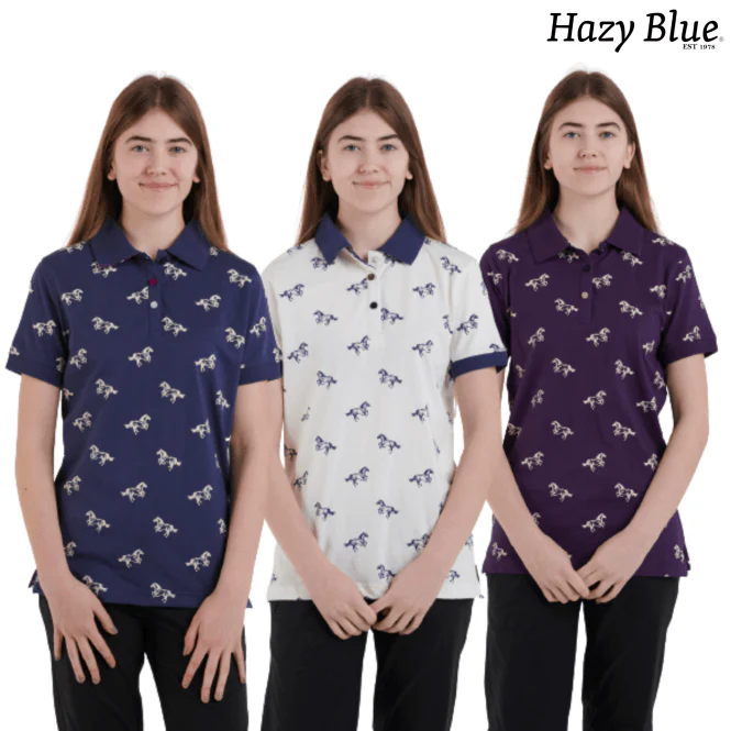 Hazy Blue Womens Cotton Short Sleeve Polo Shirt - Poppy - Image 7
