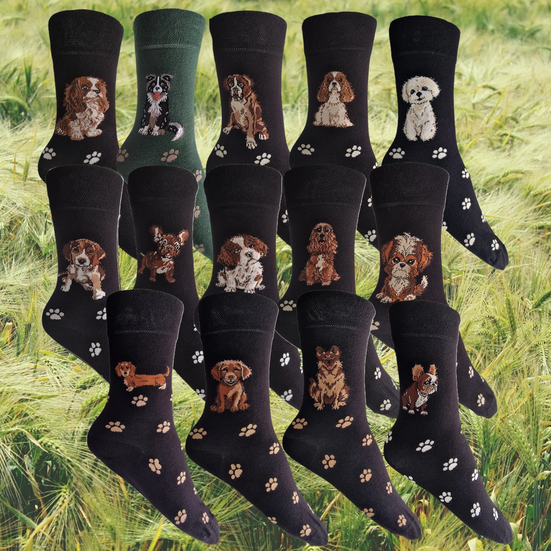 Hazy Blue Dog Socks Bamboo Blend Size 4 to 8