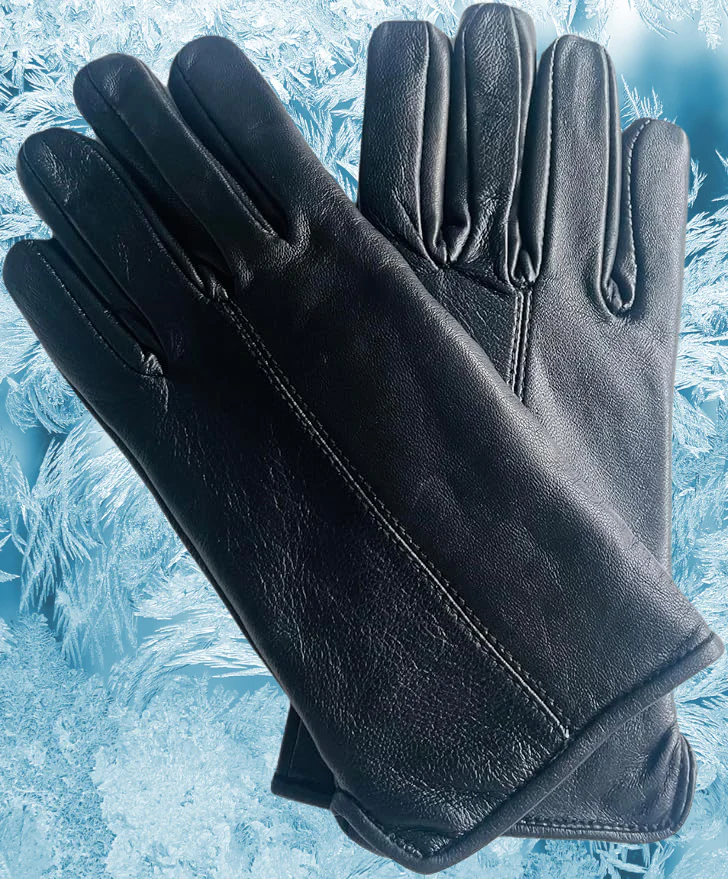 Hazy Blue Womens lined Leather Gloves 100% Leather - Florence