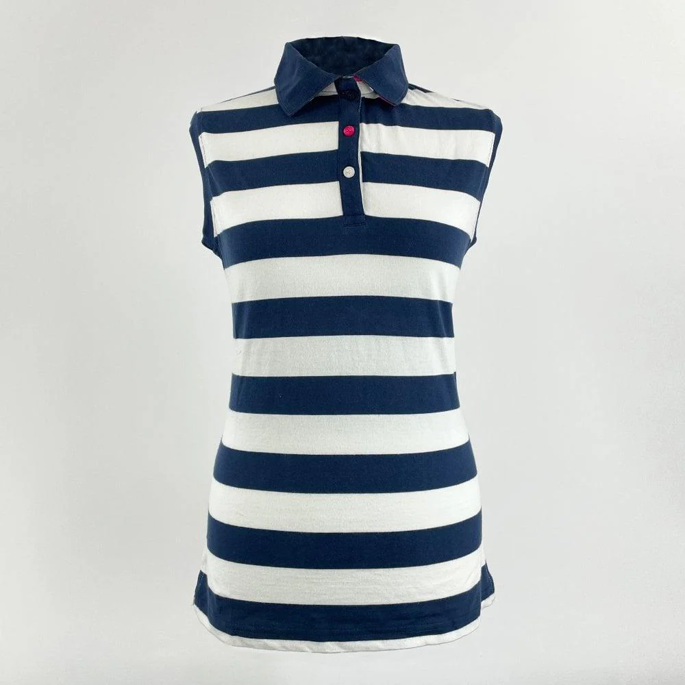Hazy Blue Womens Sleeveless Polo Shirt - Minnie - Image 3