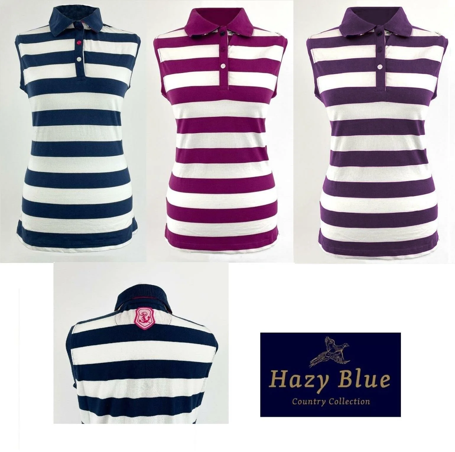 Hazy Blue Womens Sleeveless Polo Shirt - Minnie - Image 4