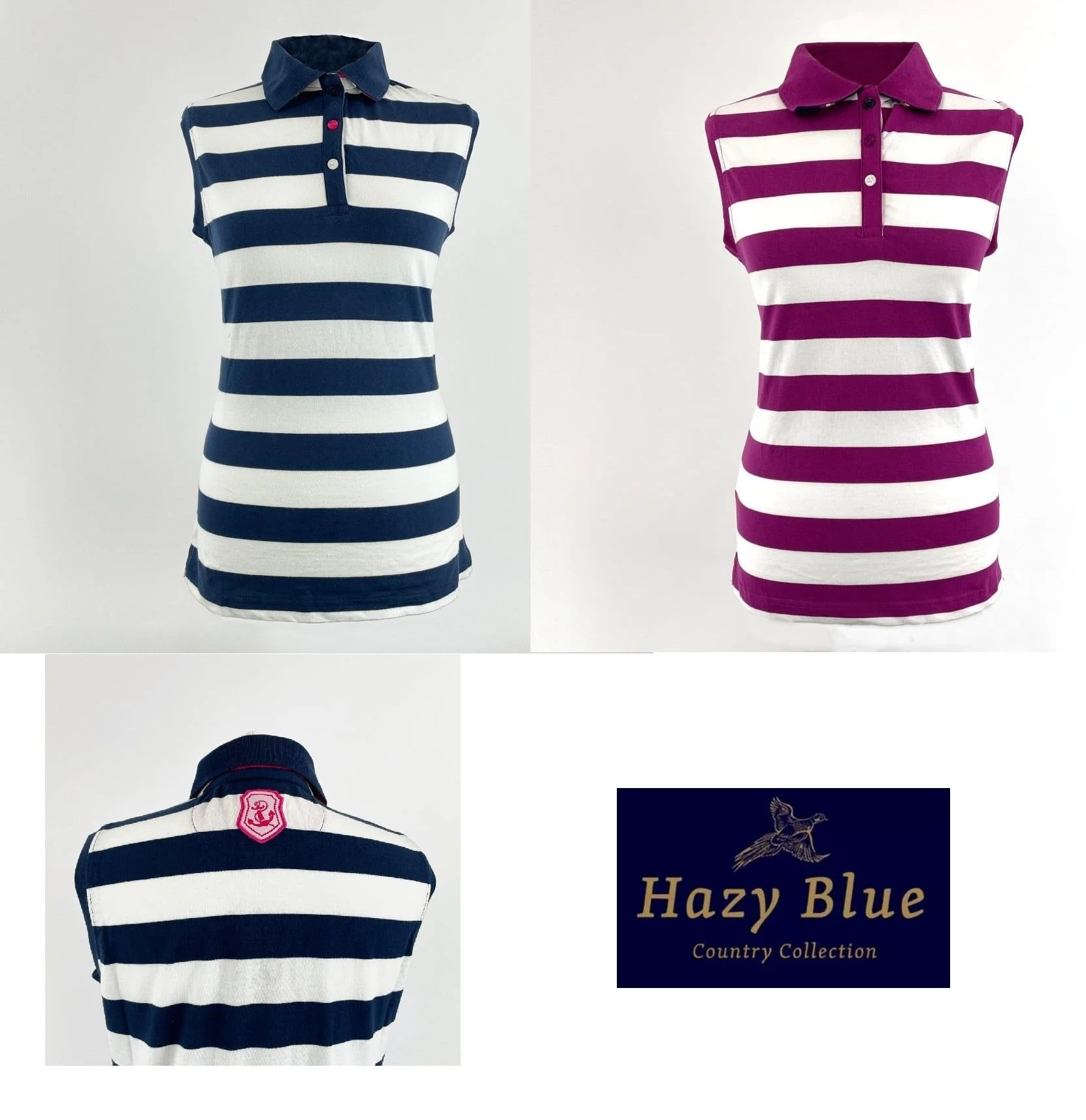Hazy Blue Womens Sleeveless Polo Shirt - Minnie - Image 5