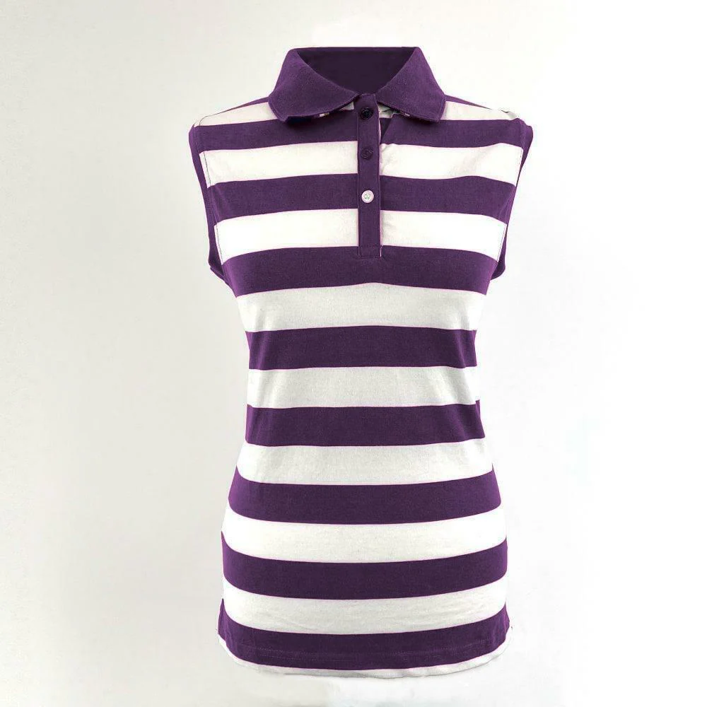 Hazy Blue Womens Sleeveless Polo Shirt - Minnie - Image 8