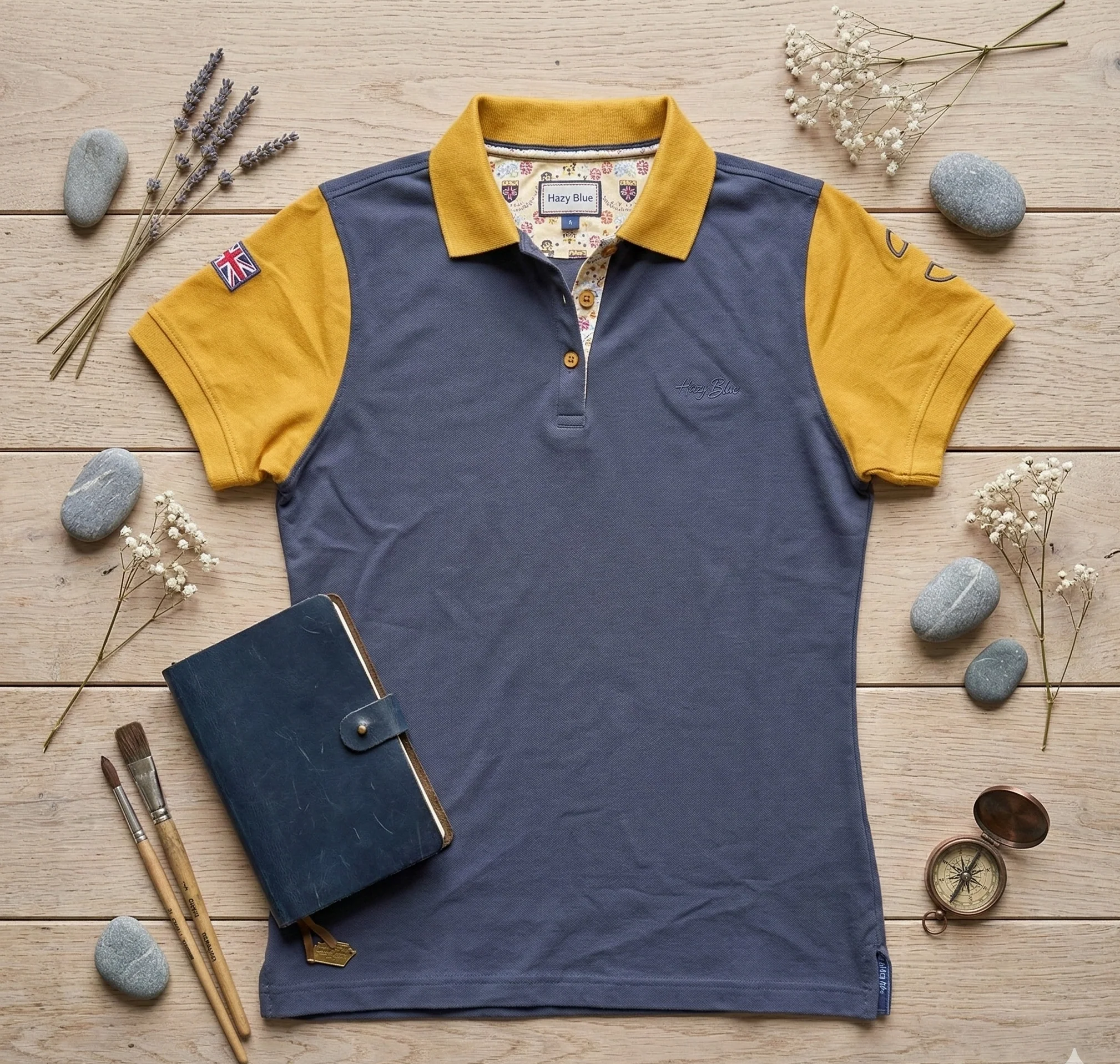 Hazy Blue Women's Plain Polo Shirt Mandy with Number 3 Detail - Image 11