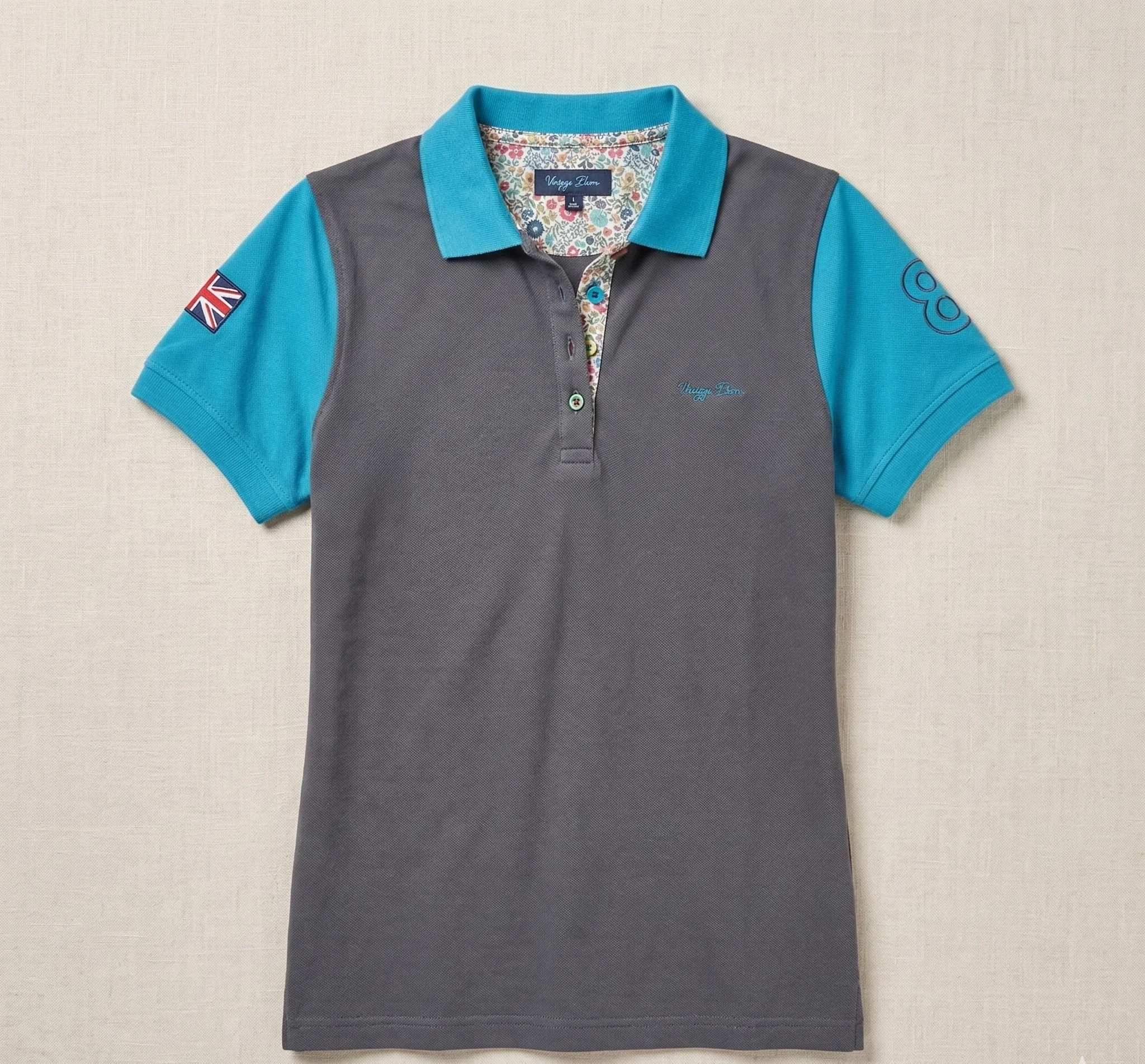 Hazy Blue Women's Plain Polo Shirt Mandy with Number 3 Detail - Image 13
