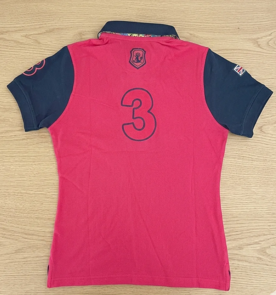 Hazy Blue Women's Plain Polo Shirt Mandy with Number 3 Detail - Image 4