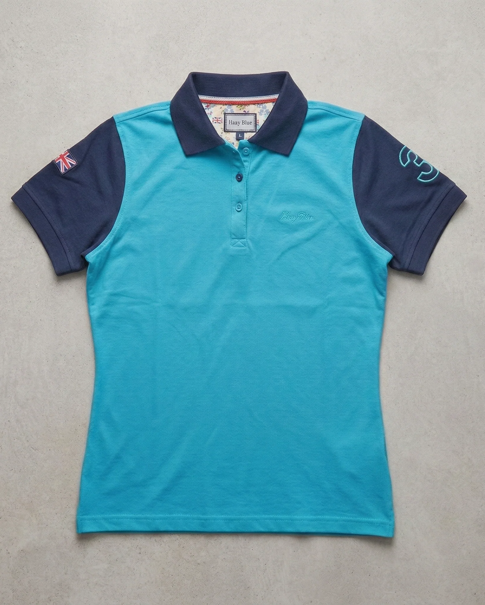 Hazy Blue Women's Plain Polo Shirt Mandy with Number 3 Detail - Image 6
