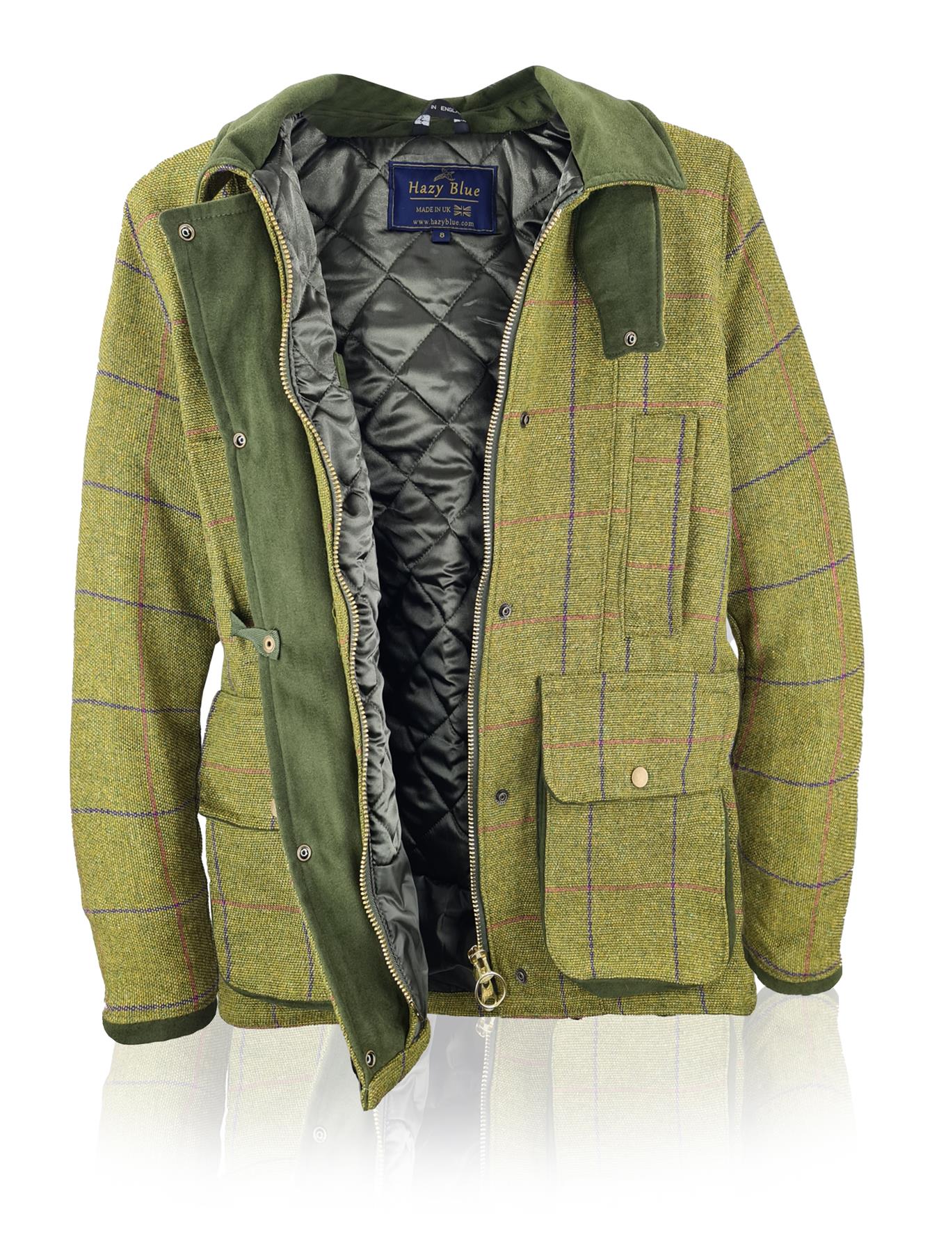 Hazy Blue Womens Quilted Derby Tweed Shooting Jacket - Image 10