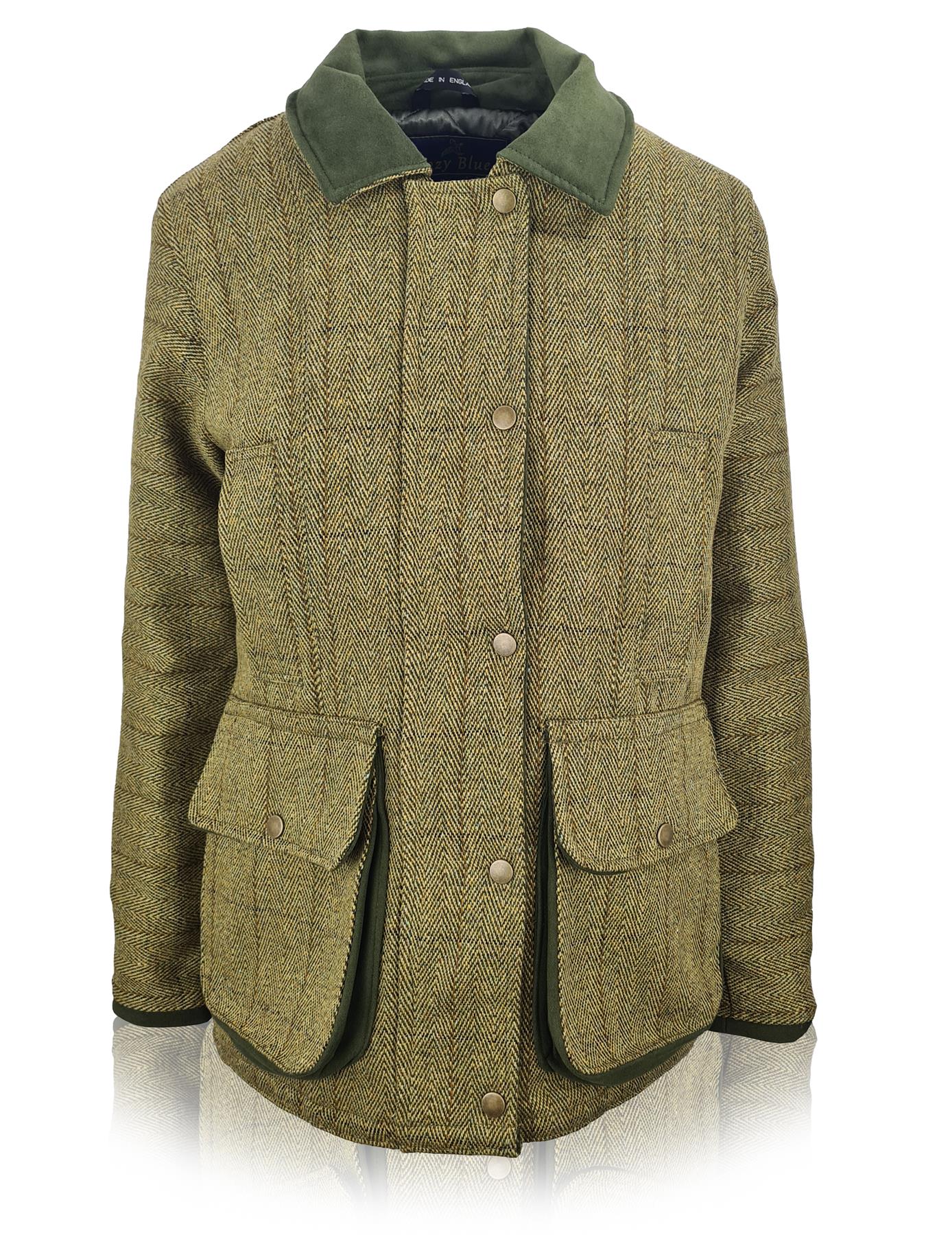 Hazy Blue Womens Quilted Derby Tweed Shooting Jacket - Image 5