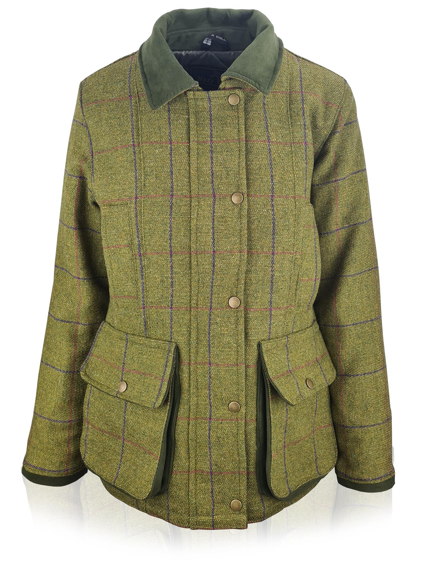Hazy Blue Womens Quilted Derby Tweed Shooting Jacket - Image 9