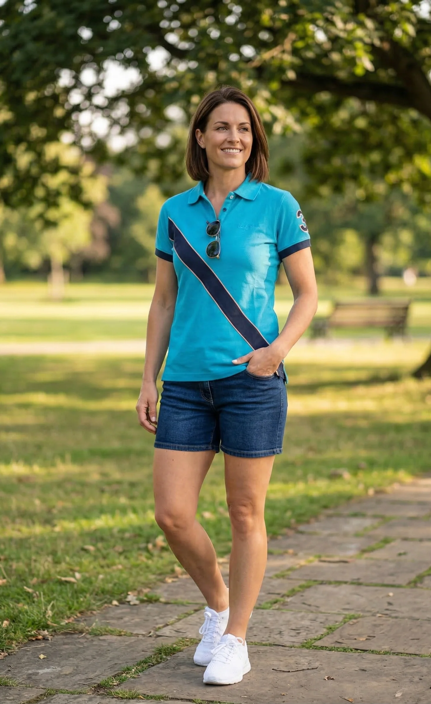 Hazy Blue Women's Striped Polo Shirt Carly - Image 8