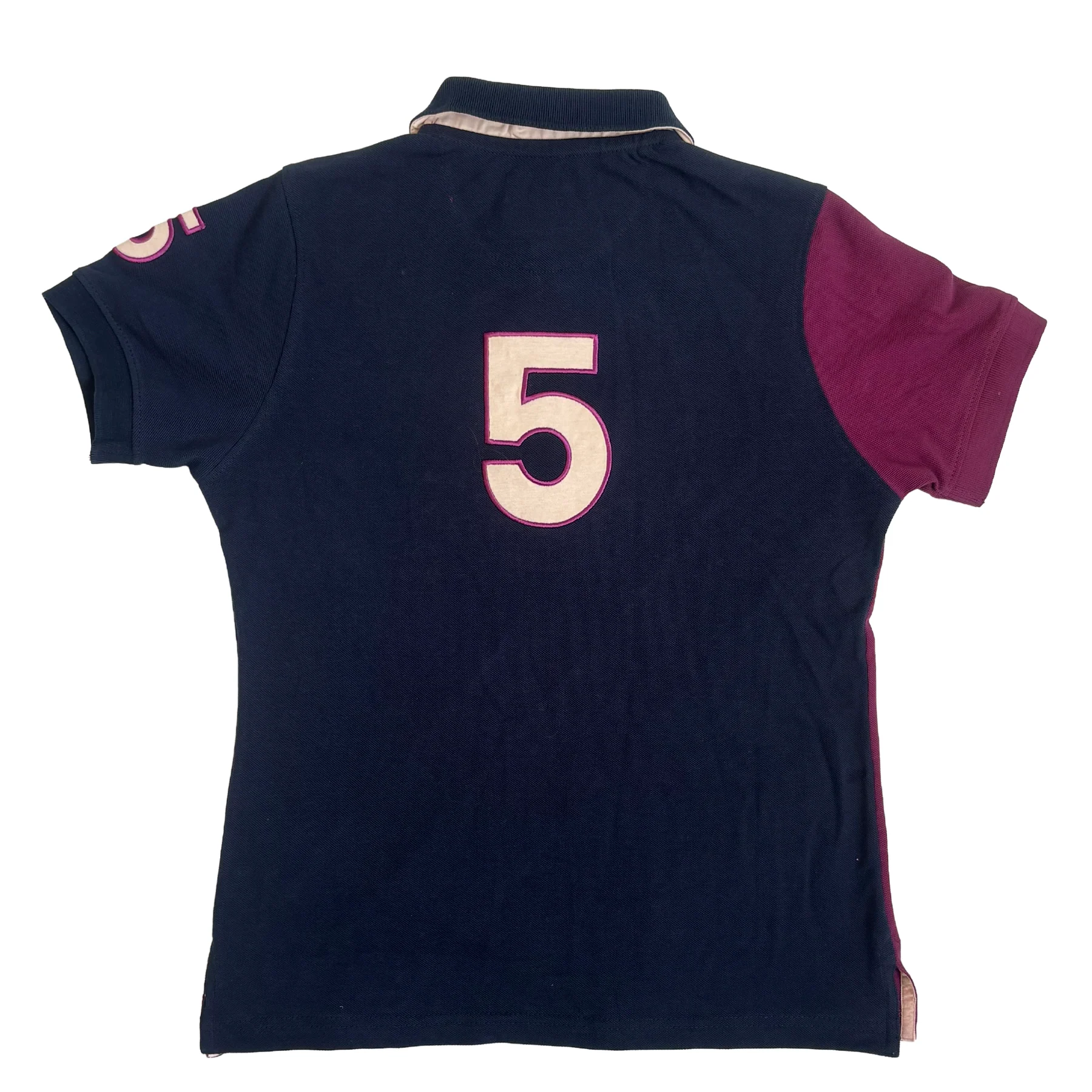 Hazy Blue Women's Striped Polo Shirt Chloe with Number 5 Detail - Image 11