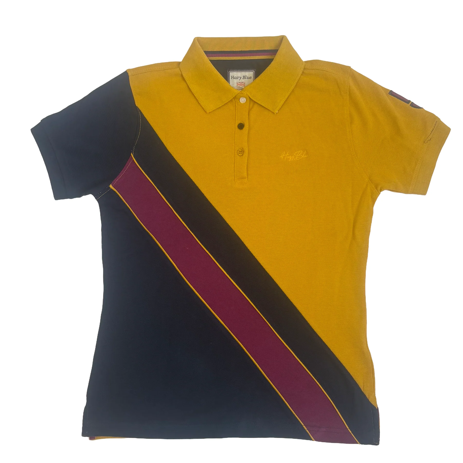 Hazy Blue Women's Striped Polo Shirt Chloe with Number 5 Detail - Image 5