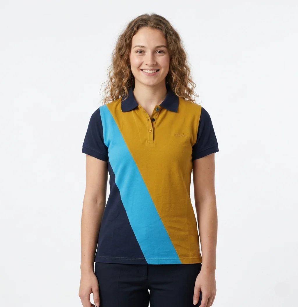 Hazy Blue Women's Striped Polo Shirt - Clare - Image 3