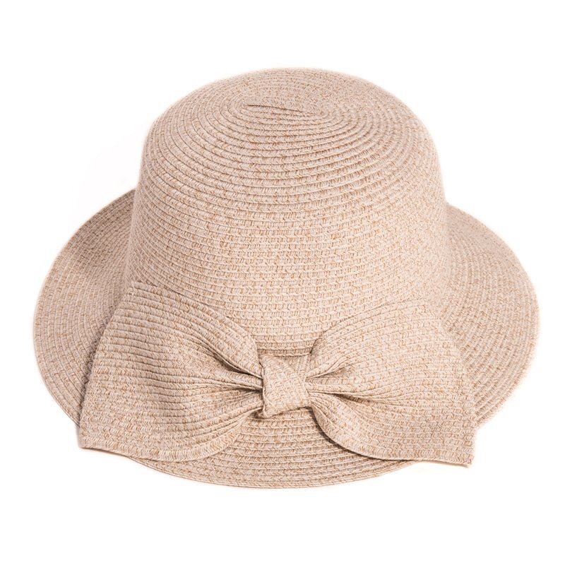 Hazy Blue Womens Summer Straw Hat with Large Bow Elasticated - Image 2