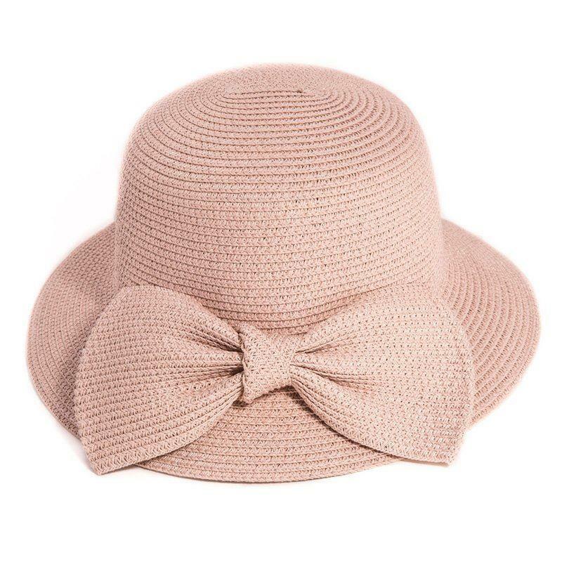 Hazy Blue Womens Summer Straw Hat with Large Bow Elasticated - Image 3