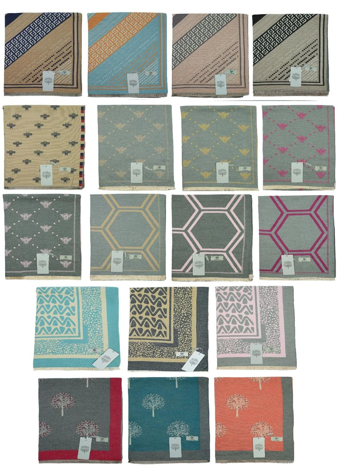 Heritage Warm Cashmere Pashmina Soft Feel Scarves - Bee with Dots - Image 5