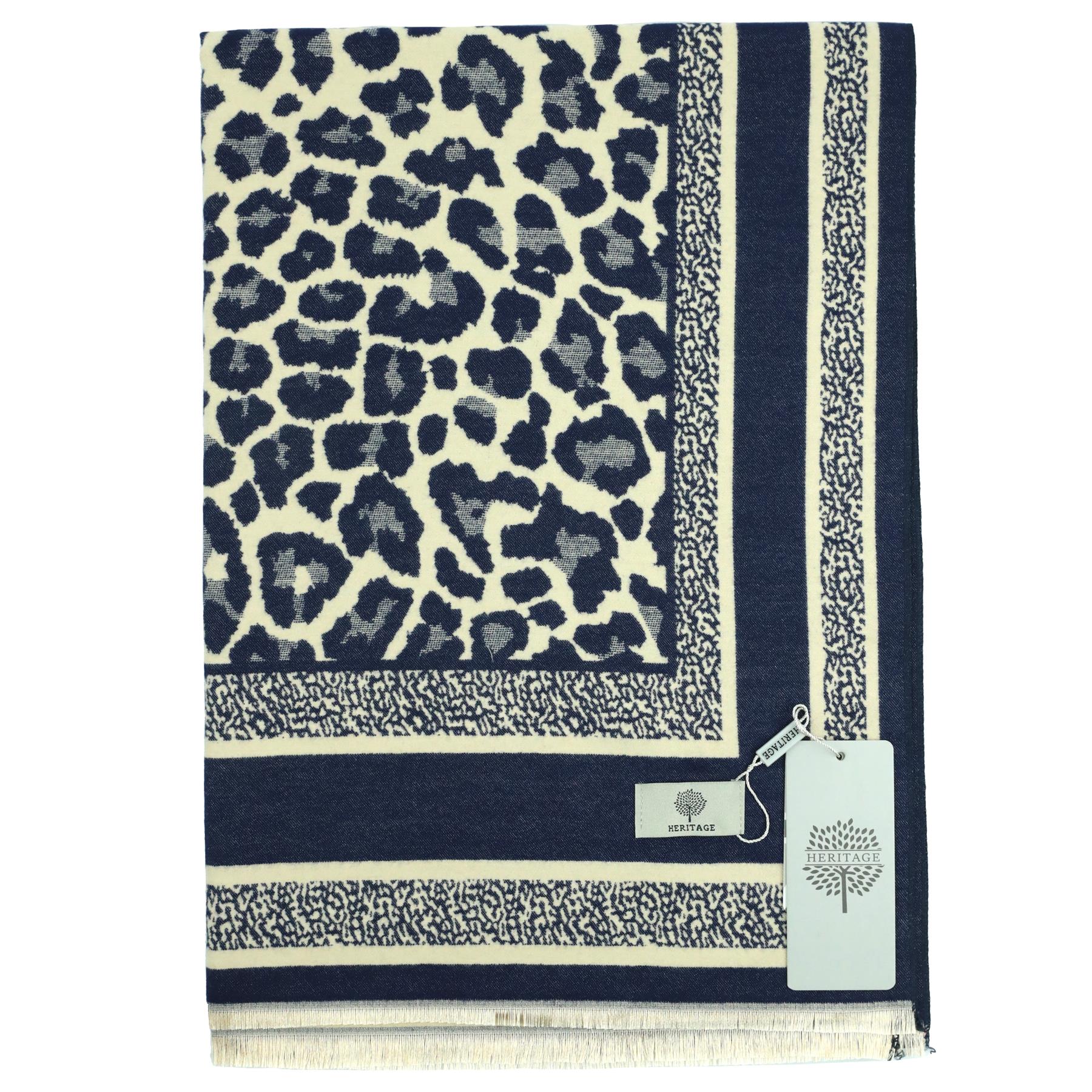 Heritage Warm Cashmere Pashmina Soft Feel Scarves - Leopard - Image 3