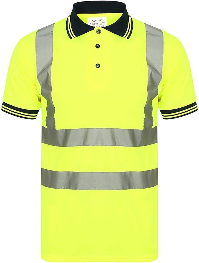 Hi Vis Visibility Polo T-Shirt Safety Reflective Tape PPE
