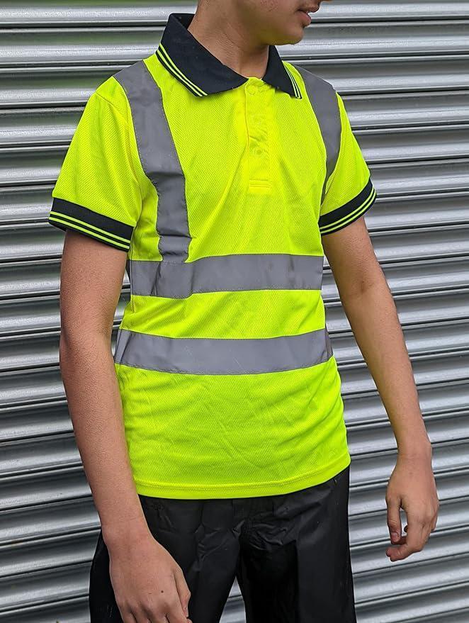 Hi Vis Visibility Polo T-Shirt Safety Reflective Tape PPE - Image 2