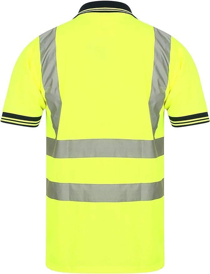 Hi Vis Visibility Polo T-Shirt Safety Reflective Tape PPE - Image 3