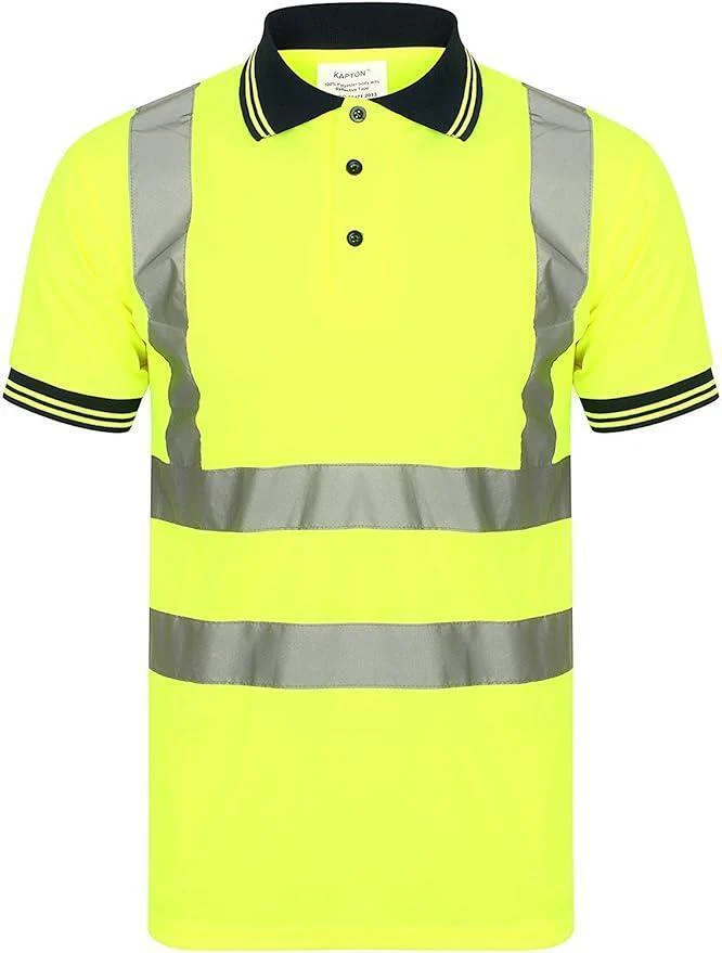 Hi Vis Visibility Polo T-Shirt Safety Reflective Tape PPE - Image 4