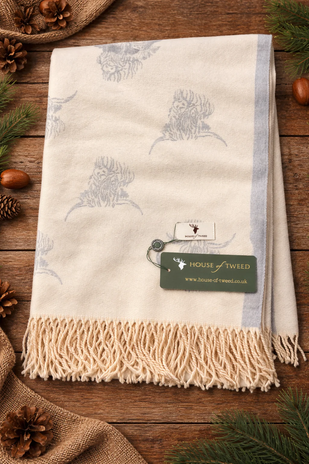 House of Tweed Reversible Highland Cow Print Scarf - Image 6