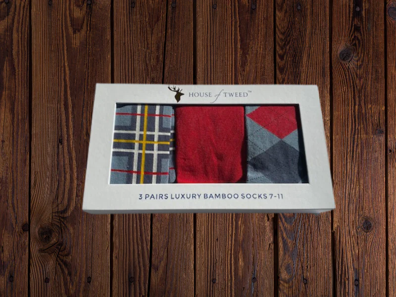 House of Tweed Luxury Mens Bamboo Socks | 3 Pairs Argyle - Image 10