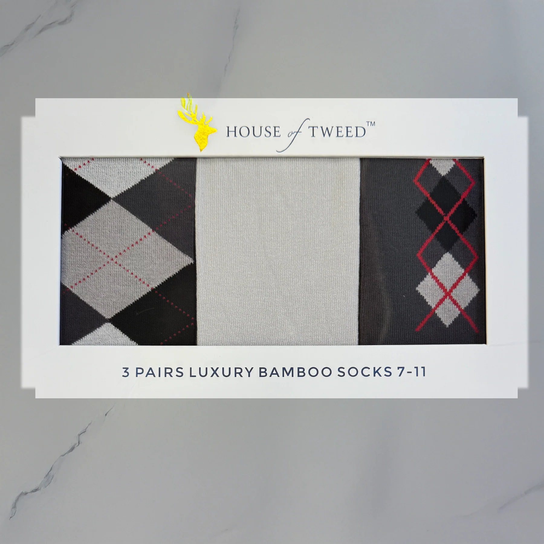 House of Tweed Luxury Mens Bamboo Socks | 3 Pairs Argyle - Image 14